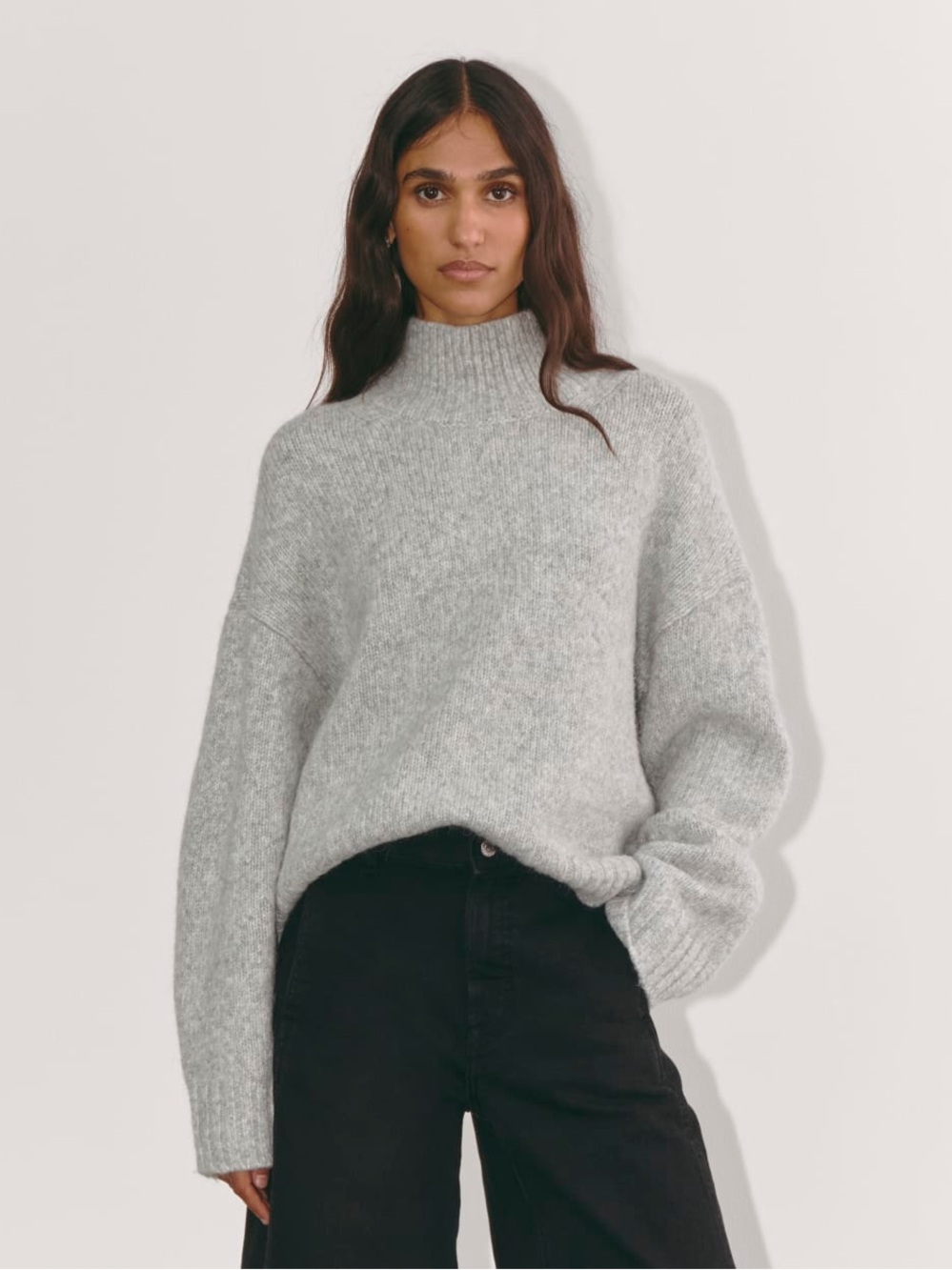 New Everlane The Cloud Oversized Turtleneck Sweater  Heather Grey Size XXL